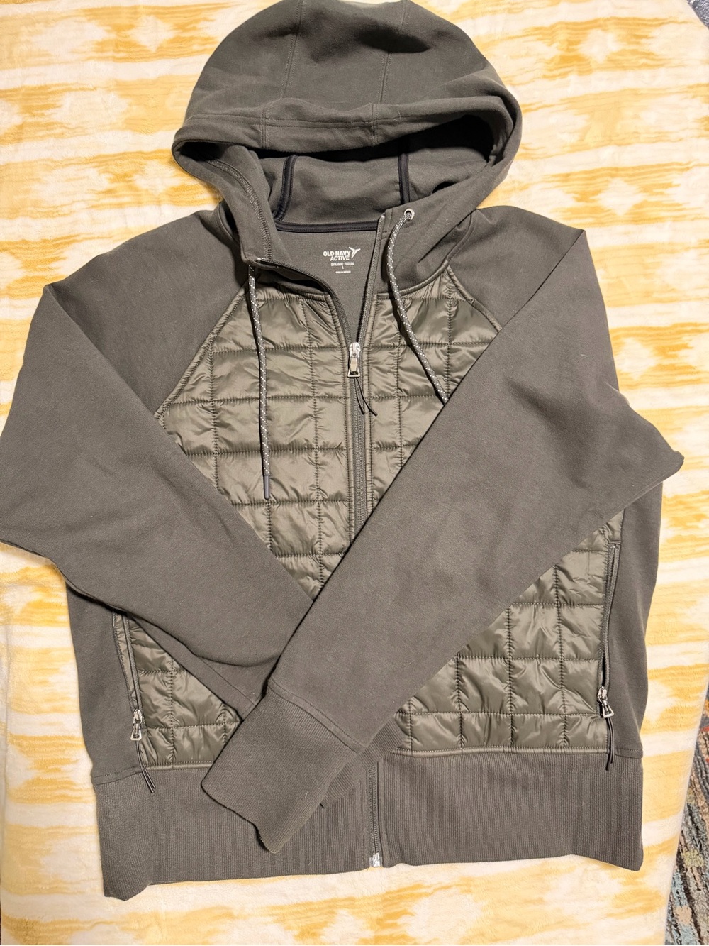 Old Navy Women’s Dynamic Fleece Quilted Hybrid Zip Hoodie Jacket size Large